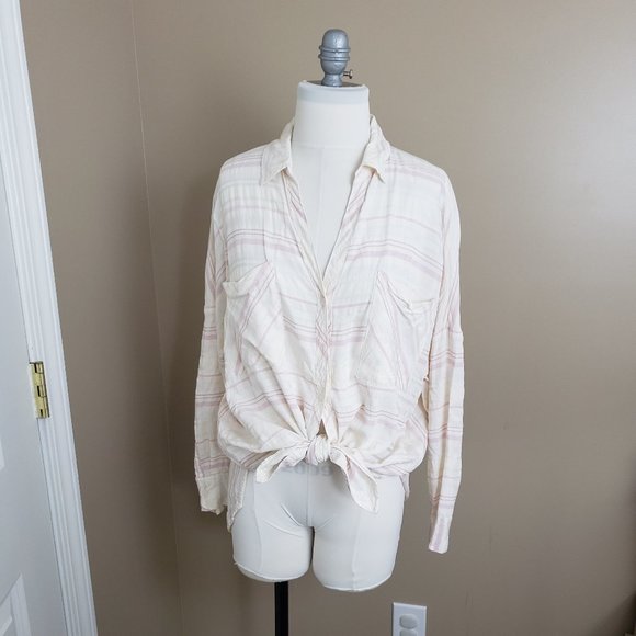 Sold Lou & Grey Pink Striped Buttondown Tie Fro… - Picture 6 of 7